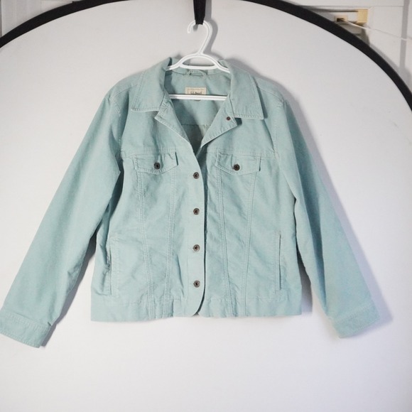 LLBean Jackets & Blazers - LL Bean Light Blue Denim Corduroy Jacket Women's Button Front Casual Outerwear L